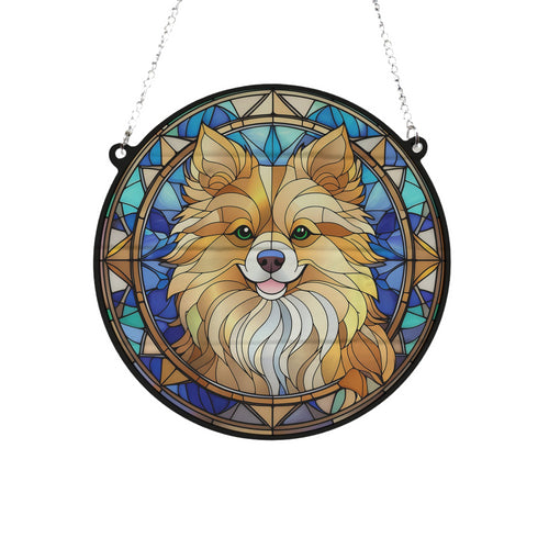 Pomeranian Stained Glass Effect Suncatcher